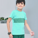 Youmaa 100% Cotton Half Sleeves Abstract Printed T-Shirt - Green