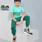 Youmaa 100% Cotton Half Sleeves Abstract Printed T-Shirt - Green