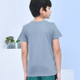 Youmaa 100% Cotton Half Sleeves Astronaut Graphics Printed T-Shirt - Grey