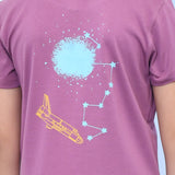 Youmaa 100% Cotton Half Sleeves Rocket Graphics Printed T-Shirt - Purple