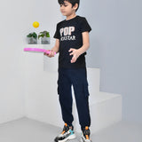 Youmaa 100% Cotton Half Sleeves POP Rockstar Printed T-Shirt - Black