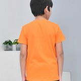 Youmaa 100% Cotton Half Sleeves Headphone Printed T-Shirt - Orange