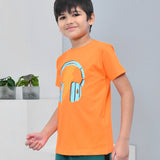 Youmaa 100% Cotton Half Sleeves Headphone Printed T-Shirt - Orange