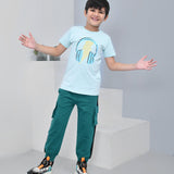 Youmaa 100% Cotton Half Sleeves Headphone Printed T-Shirt - Green