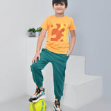 Youmaa 100% Cotton Half Sleeves Abstarct Printed T-Shirt - Yellow