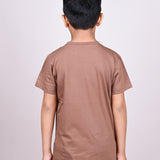 Youmaa 100% Cotton Half Sleeves Puzzle Graphics Printed T-Shirt - Brown