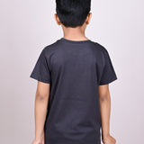 Youmaa 100% Cotton Half Sleeves Puzzle Graphics Printed T-Shirt - Grey