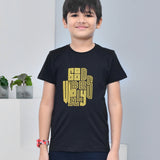 Youmaa 100% Cotton Half Sleeves Typography Printed T-Shirt - Black