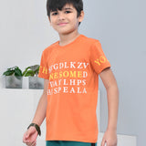 Youmaa 100% Cotton Half Sleeves Typography Printed T-Shirt - Rust