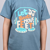 Youmaa 100% Cotton Half Sleeves DJ Beats Musical Graphics Printed T-Shirt - Grey