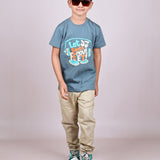 Youmaa 100% Cotton Half Sleeves DJ Beats Musical Graphics Printed T-Shirt - Grey