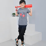 Youmaa 100% Cotton Half Sleeves Bike Equipment Graphics Printed T-Shirt - Grey
