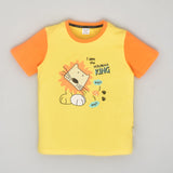 Youmaa-Boys Chest Printed Orange-Half Sleeves Round Neck TShirt -CloudTouch Fibre 100% Cotton Knits -Yellow