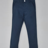 Youmaa Boys -100% Cotton Chinos -Fixed Waist Band - Elasticated -Pockets -RegularLength- Fit- Micro Fibre Cloud Wash Softness-Blue