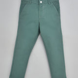 Youmaa Boys -100% Cotton Chinos -Fixed Waist Band - Elasticated -Pockets -RegularLength- Fit- Micro Fibre Cloud Wash Softness-Green