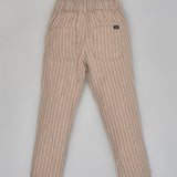 Youmaa Boys -100% Cotton Textured Chinos -Fixed Waist Band - Elasticated -Pockets -RegularLength- Fit- Micro Fibre Cloud Wash Softness-Brown