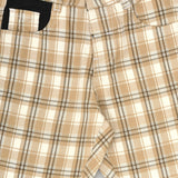 Youmaa Boys -100% Cotton Checks Textured Chinos -Fixed Waist Band - Elasticated -Pockets -RegularLength- Turn Up Fit- Micro Fibre Cloud Wash Softness-Brown