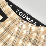 Youmaa Boys -100% Cotton Checks Textured Chinos -Fixed Waist Band - Elasticated -Pockets -RegularLength- Turn Up Fit- Micro Fibre Cloud Wash Softness-Brown