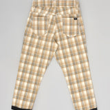 Youmaa Boys -100% Cotton Checks Textured Chinos -Fixed Waist Band - Elasticated -Pockets -RegularLength- Turn Up Fit- Micro Fibre Cloud Wash Softness-Brown