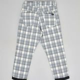 Youmaa Boys -100% Cotton Checks Textured Chinos -Fixed Waist Band - Elasticated -Pockets -RegularLength- Turn Up Fit- Micro Fibre Cloud Wash Softness-Grey