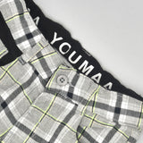 Youmaa Boys -100% Cotton Checks Textured Chinos -Fixed Waist Band - Elasticated -Pockets -RegularLength- Turn Up Fit- Micro Fibre Cloud Wash Softness-Green