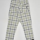 Youmaa Boys -100% Cotton Checks Textured Chinos -Fixed Waist Band - Elasticated -Pockets -RegularLength- Turn Up Fit- Micro Fibre Cloud Wash Softness-Green