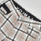 Youmaa Boys -100% Cotton Checks Textured Chinos -Fixed Waist Band - Elasticated -Pockets -RegularLength- Turn Up Fit- Micro Fibre Cloud Wash Softness-Orange