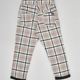 Youmaa Boys -100% Cotton Checks Textured Chinos -Fixed Waist Band - Elasticated -Pockets -RegularLength- Turn Up Fit- Micro Fibre Cloud Wash Softness-Orange