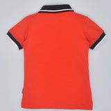 Youmaa Boys -100% Cotton Knits Polo Player Tshirt - Contrast Collared Half Sleeves-Chest Rainbow Embroidery -Regular Length- Micro Fibre Cloud Wash Softness-Red