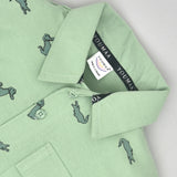 Youmaa Boys -100% Cotton Knits Polo Player Tshirt - Collared Half Sleeves-Dinasaur Print -Regular Length- Micro Fibre Cloud Wash Softness-Green