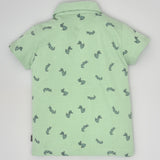 Youmaa Boys -100% Cotton Knits Polo Player Tshirt - Collared Half Sleeves-Dinasaur Print -Regular Length- Micro Fibre Cloud Wash Softness-Green