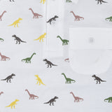 Youmaa 100% Cotton - Boys Half Sleeves Polo Tshirt - Running Dinosaur Ribbed Neck - White