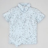 Youmaa Boys -100% Cotton Knits Polo Player-Asymetric Cut shirt - Collared Half Sleeves-Abstract Print -Regular Length- Micro Fibre Cloud Wash Softness- Sky Blue