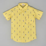 Youmaa Unique Print Half Sleeves Button Down Collared Shirt  - Yellow