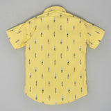 Youmaa Unique Print Half Sleeves Button Down Collared Shirt  - Yellow