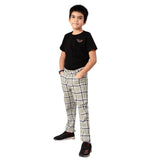 Youmaa Boys -100% Cotton Checks Textured Chinos -Fixed Waist Band - Elasticated -Pockets -RegularLength- Turn Up Fit- Micro Fibre Cloud Wash Softness-Green