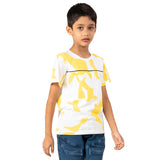 Youmaa-Half Sleeves Abstract Chest Printed T-Shirt,Soft 100% Cotton Knits - Yellow