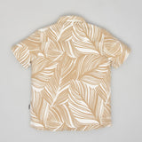 Youmaa-Half Sleeves Shirt ,Trendy Leaf Print in Soft 100% Cotton - Khaki