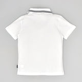 Youmaa Boys -100% Cotton Knits Polo Player Tshirt -Pocket with Print - Tipping Collared Half Sleeves-Regular Length- Micro Fibre Cloud Wash Softness -White