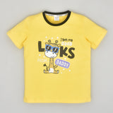 Youmaa-Boys Chest Printed Orange-Half Sleeves Round Neck TShirt -CloudTouch Fibre 100% Cotton Knits -Yellow