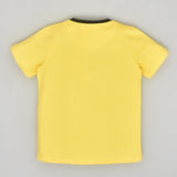 Youmaa-Boys Chest Printed Orange-Half Sleeves Round Neck TShirt -CloudTouch Fibre 100% Cotton Knits -Yellow