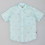 Youmaa Cotton Half Sleeves Helicopter Printed Shirt & Shorts - Light Blue