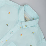 Youmaa Cotton Half Sleeves Helicopter Printed Shirt & Shorts - Light Blue